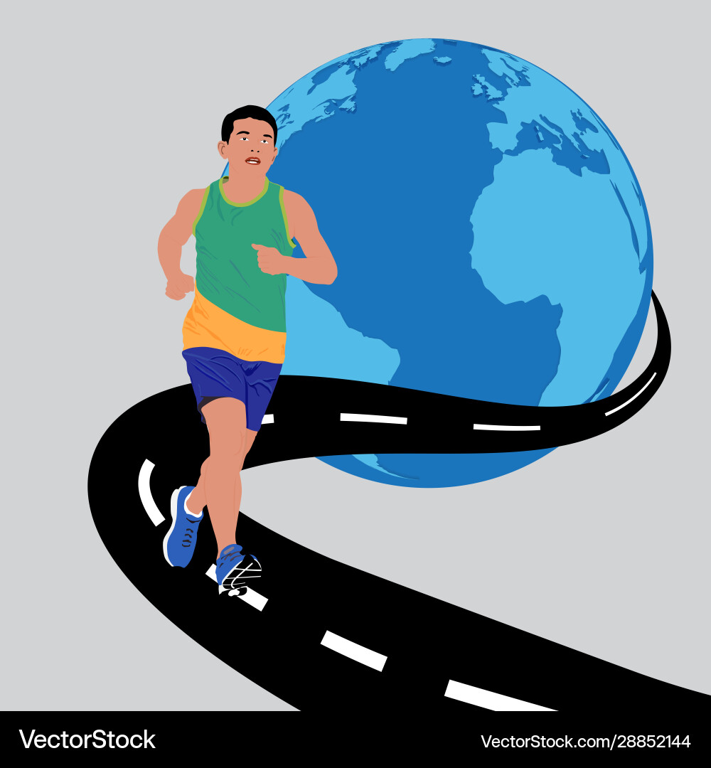 Man running around world Vector Image