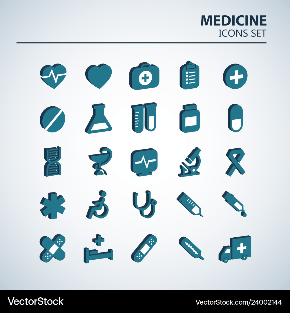 Medizinisches 3D-Symbol Set 25 volumetrisches Krankenhaus Medizinisches 3D-Symbol Set 25 volumetrisches Krankenhaus vektorbild