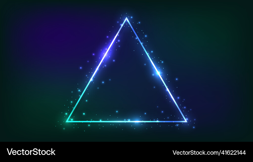 Neon triangular frame with shining effects Neon triangular frame with shining effects vector image