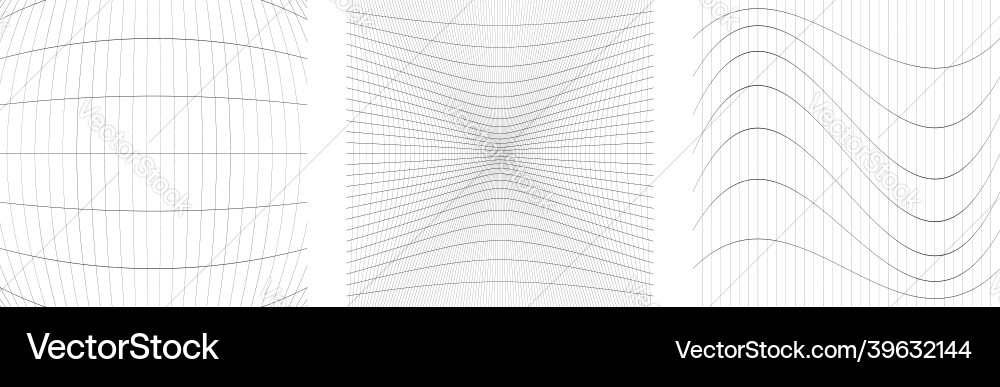 Set of deformed distorted grids meshes flex Set of deformed distorted grids meshes flex Vector Image