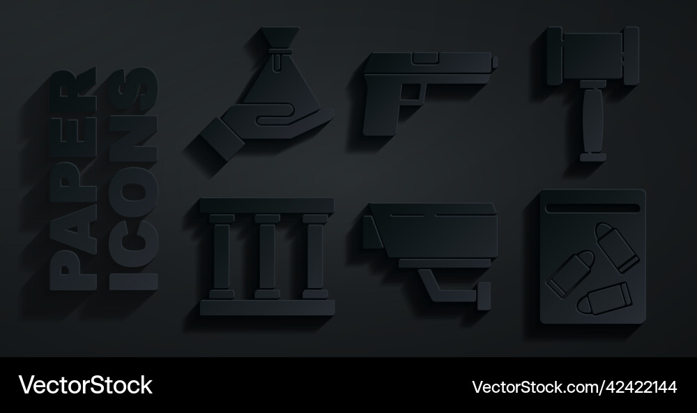 Set security camera judge gavel prison window Set security camera judge gavel prison window Vector Image