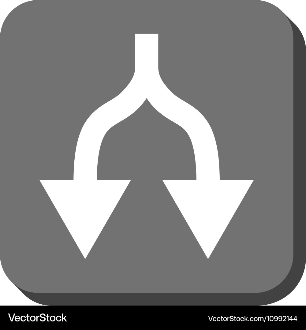 Split arrows down rounded square icon Vector Image