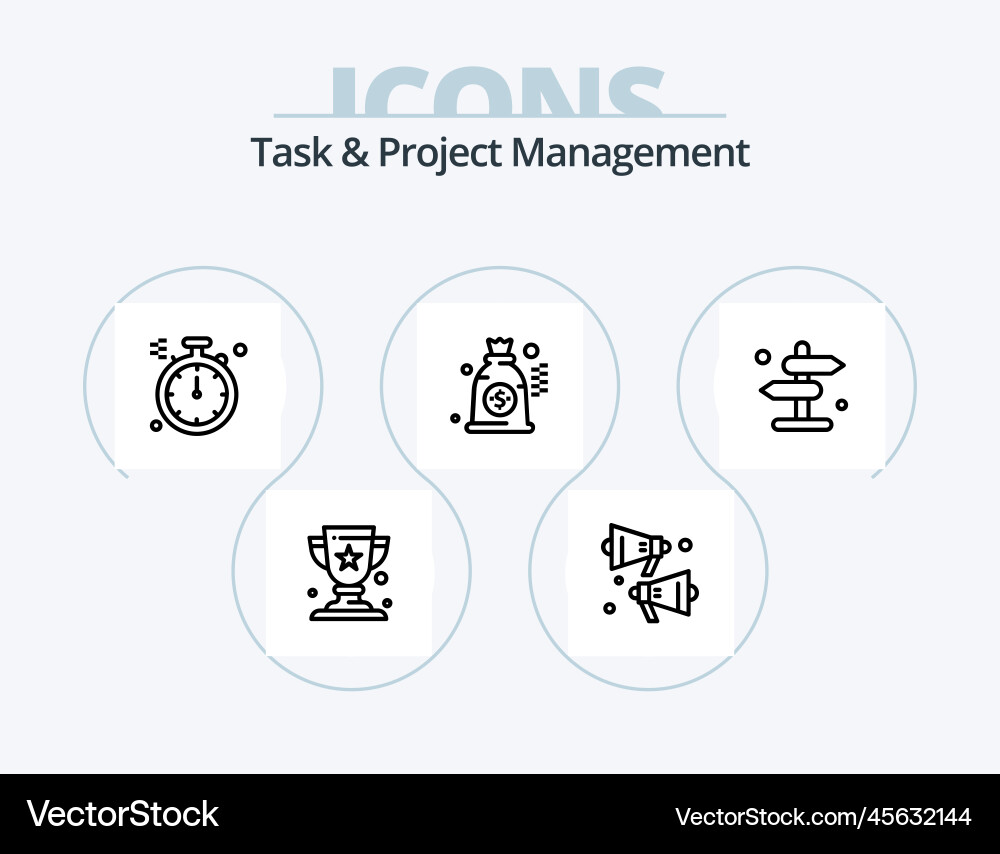 Task and project management line icon pack 5 vector image