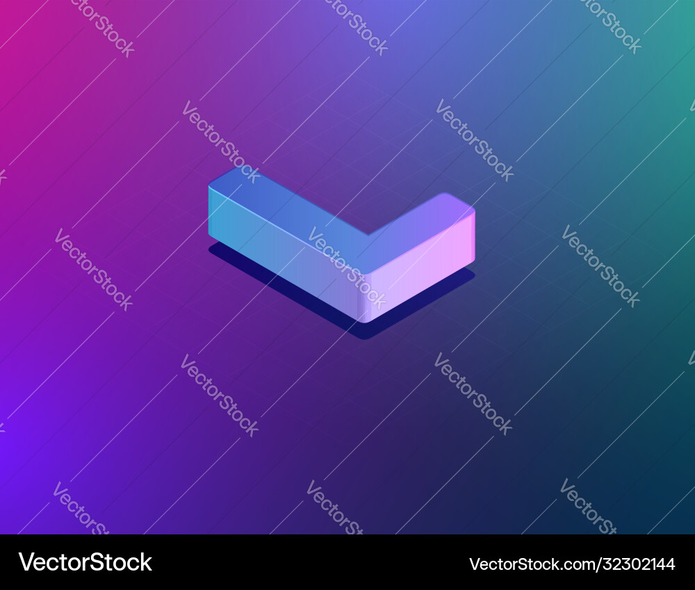 Three dee tech font character l isometric Three dee tech font character l isometric Vector Image