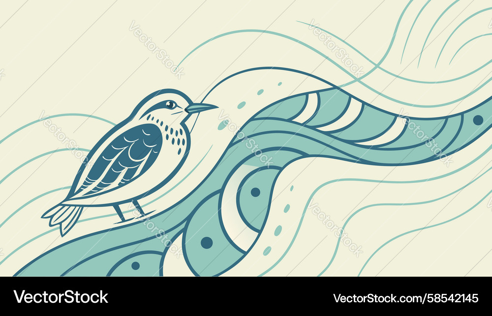 Abstract Bird with Flowing Lines Vector Image