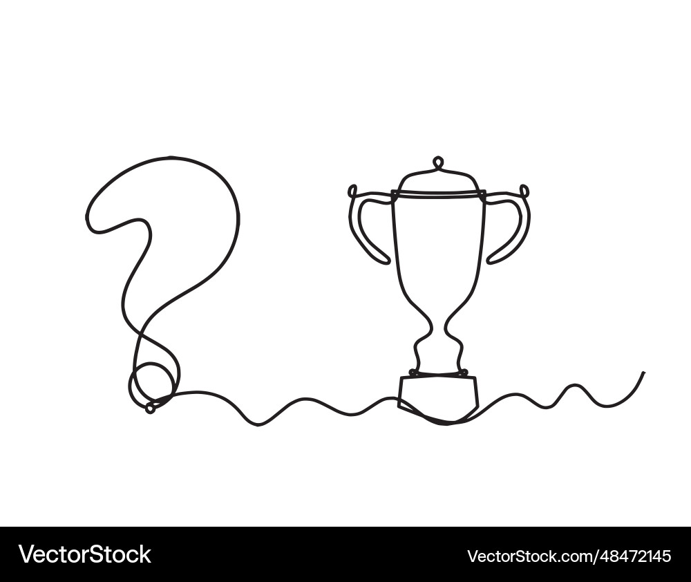 Abstract question mark with trophy as continuous vector image