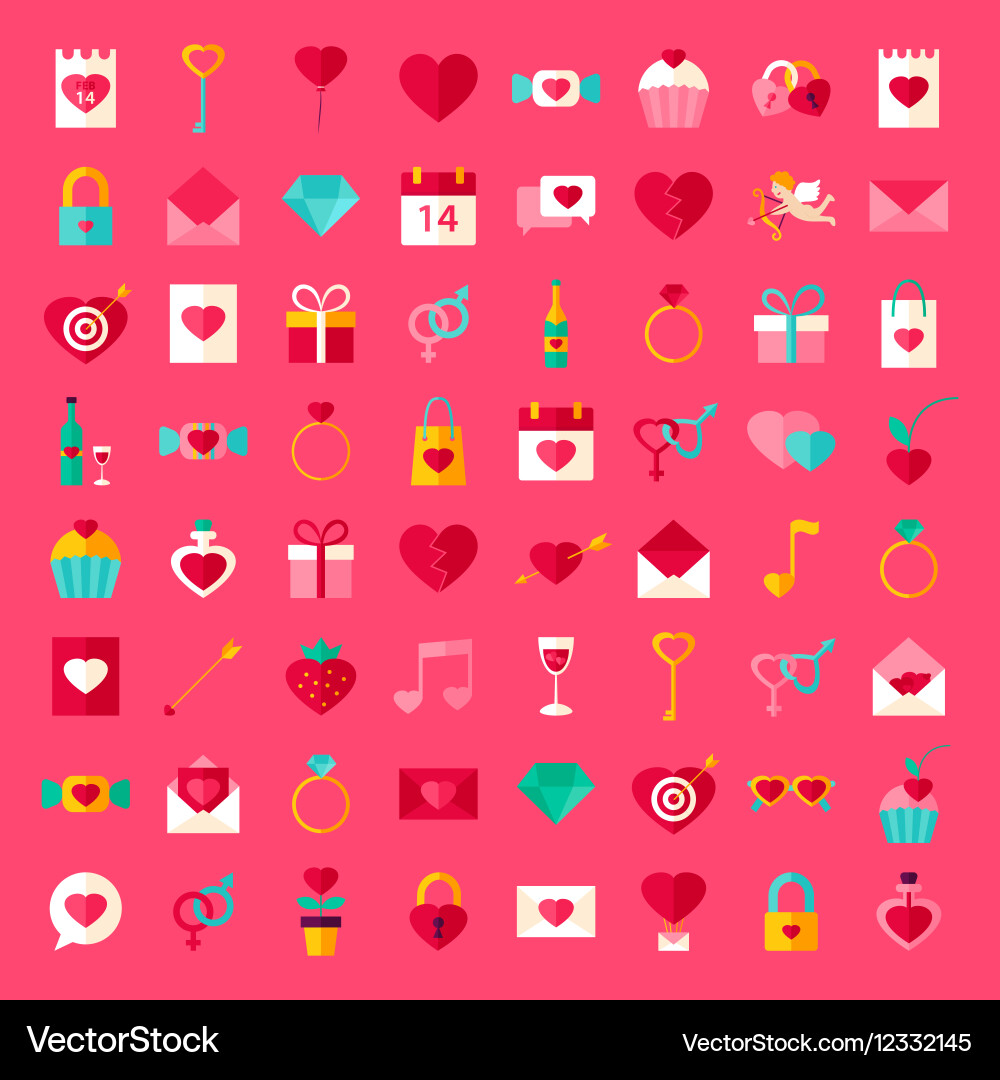 Big set valentine day objects vector image