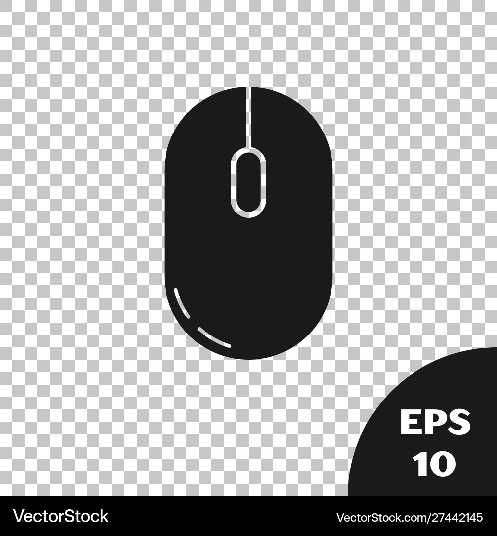 Black computer mouse icon isolated on transparent Black computer mouse icon isolated on transparent Vector Image