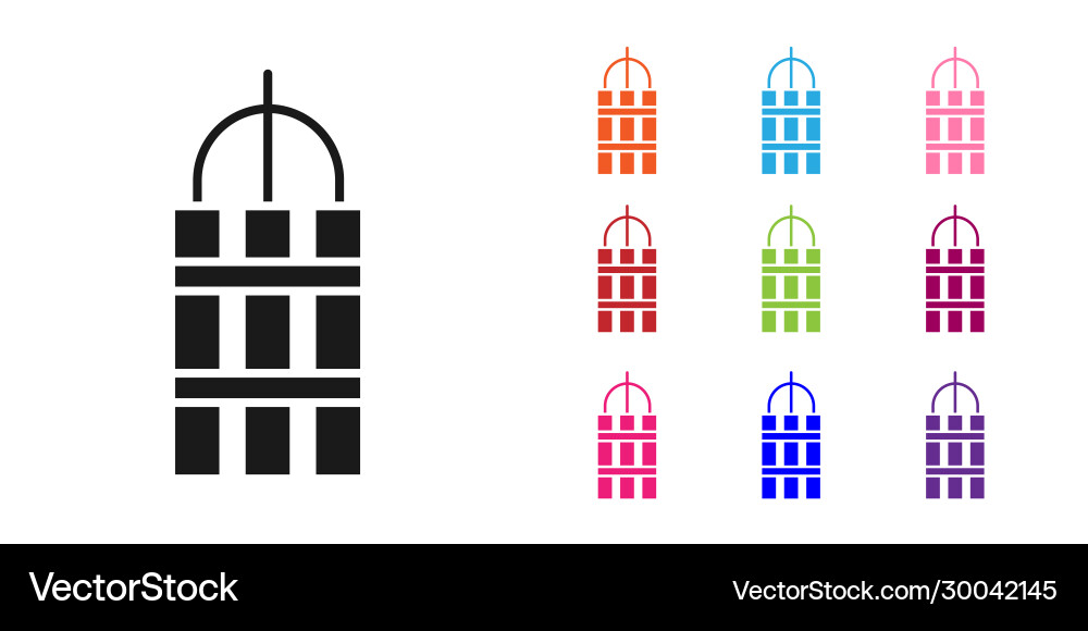 Black detonate dynamite bomb stick and timer clock Black detonate dynamite bomb stick and timer clock Vector Image