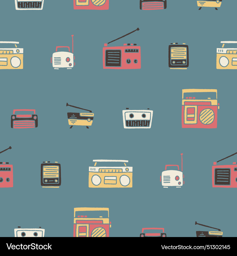 Collection of radio seamless pattern design Collection of radio seamless pattern design Vector Image