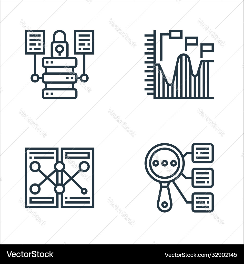 Data analytics line icons linear set quality Data analytics line icons linear set quality vector image