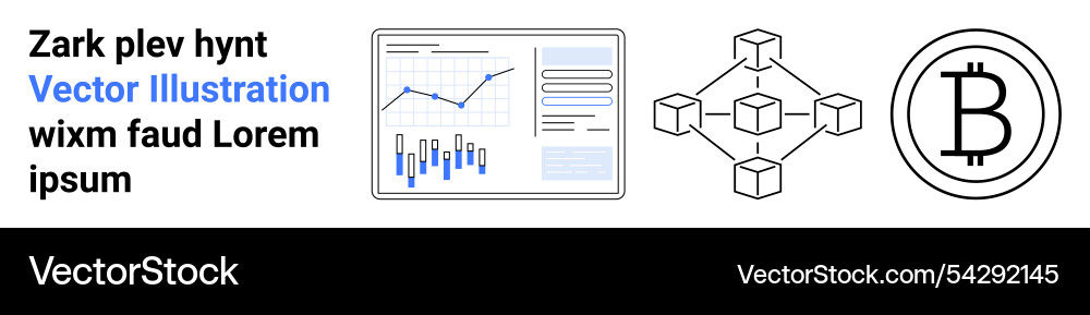 Financial data analysis blockchain network Financial data analysis blockchain network vector image