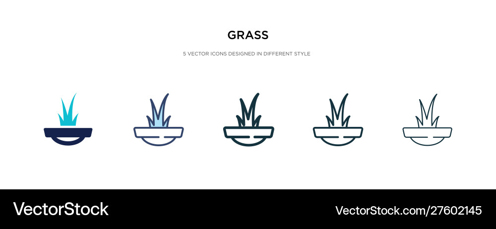 Grass Icon Set - Multiple Styles vector image