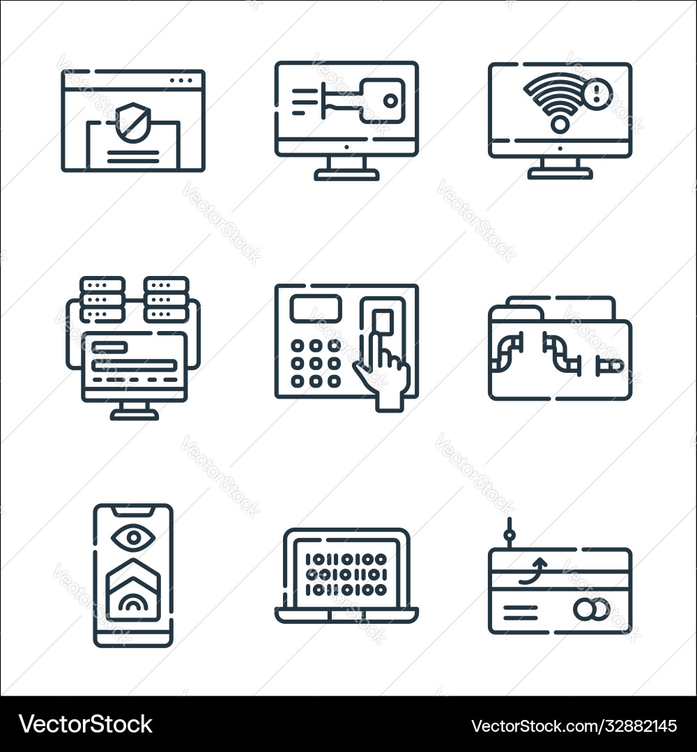 Hacker line icons linear set quality Hacker line icons linear set quality vector image