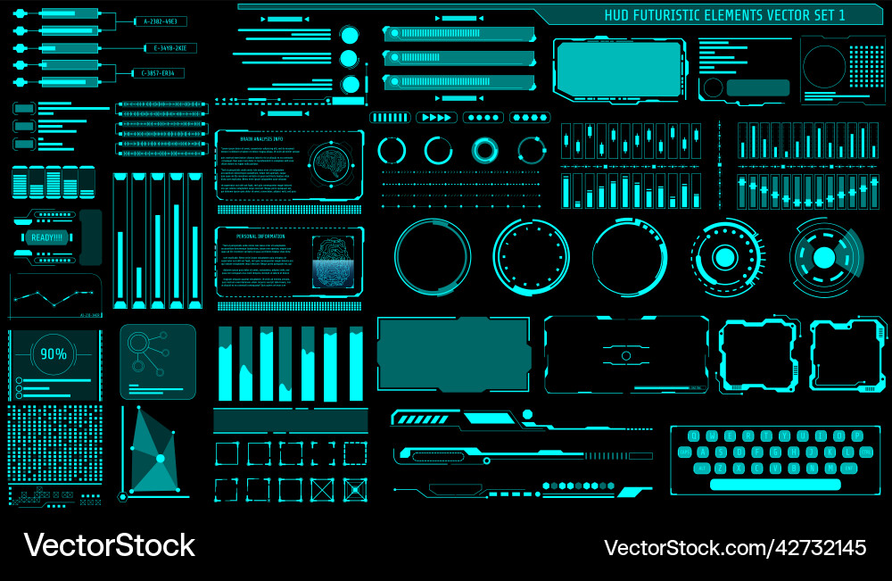 Hud futuristic ui gui frame elements set Hud futuristic ui gui frame elements set vektorbild