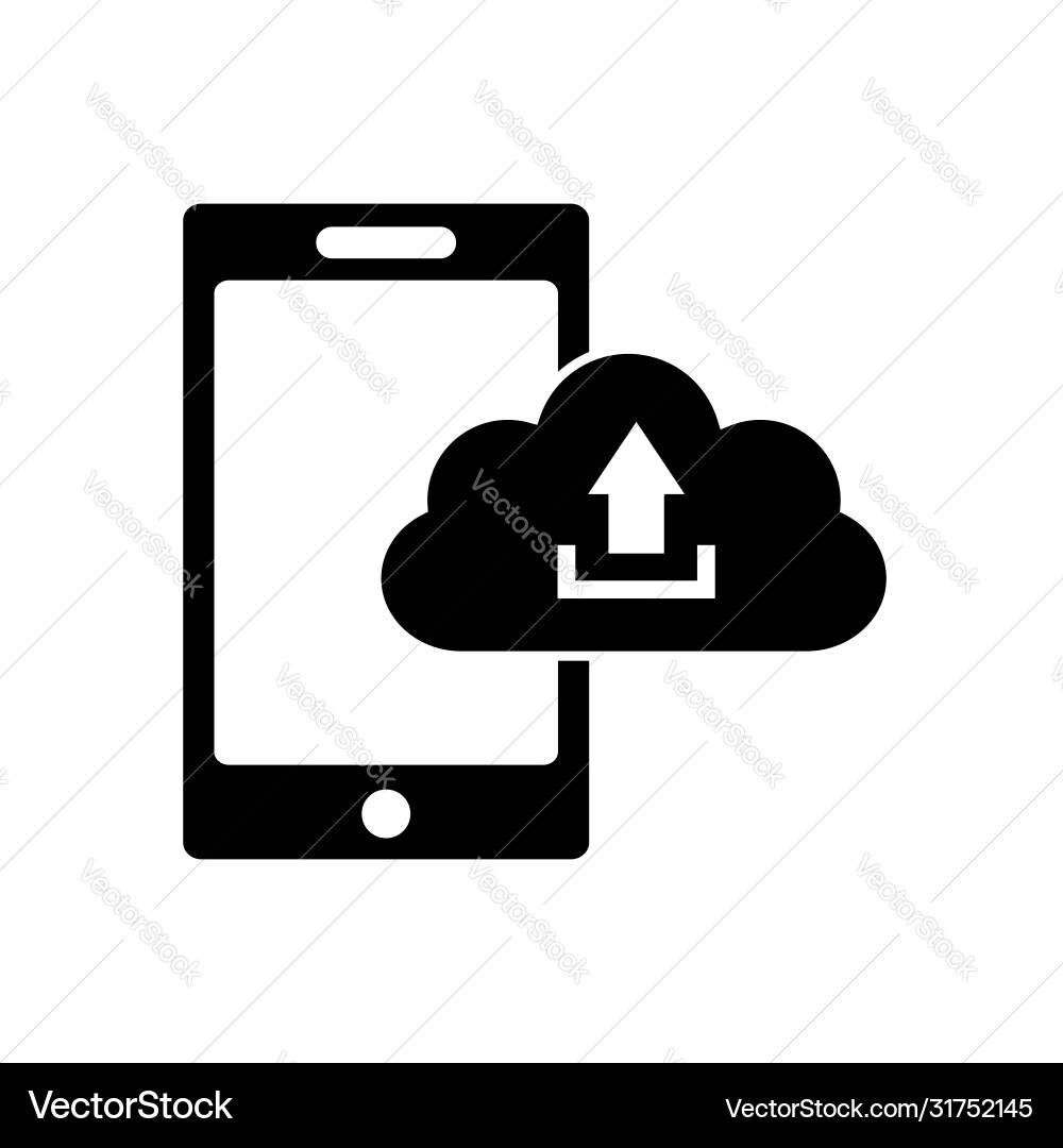 Mobile phone icon with upload Mobile phone icon with upload Vector Image