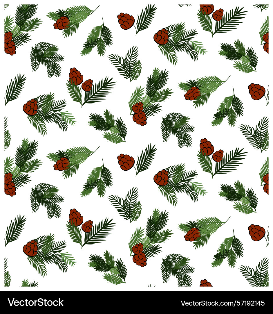Pine cone and branches seamless pattern graphic vector image
