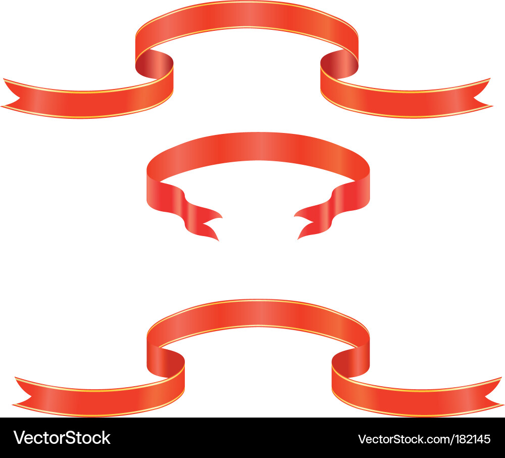 Red Ribbon Set Vector Image