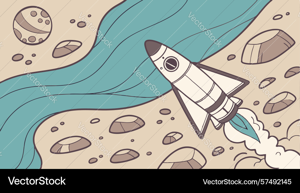 Rocket launch from planet surface dynamic space vector image