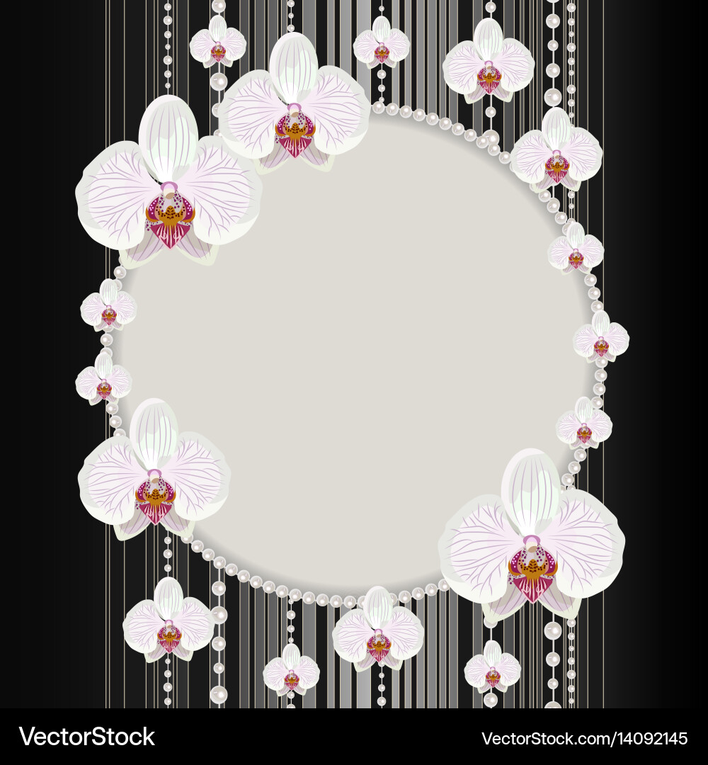Round frame with orchids Vector Image