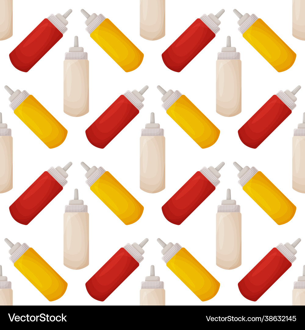 Sauce Bottles Seamless Pattern Vector Image