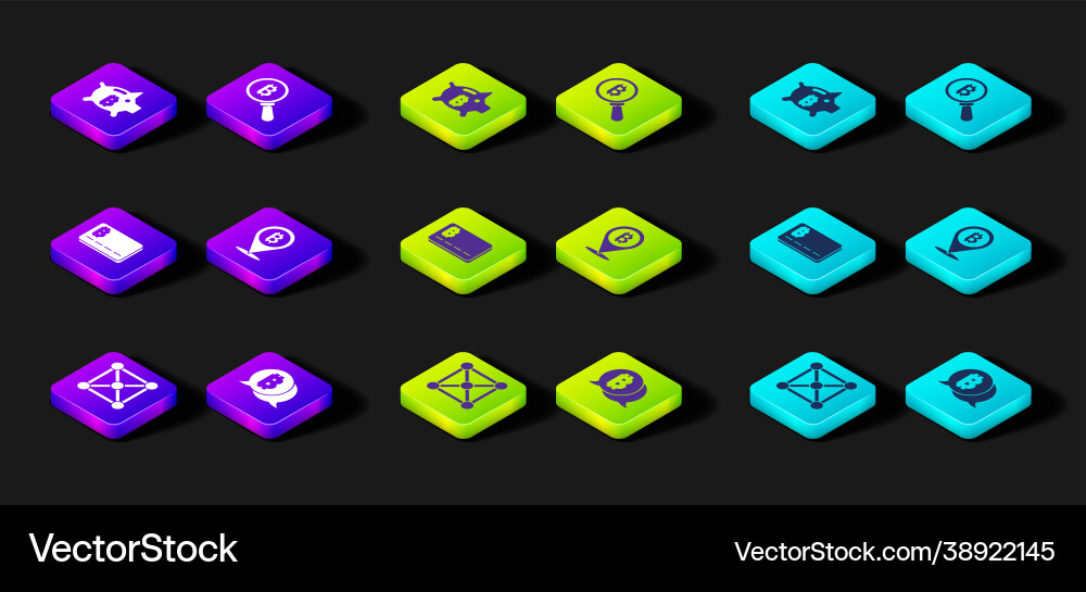 Set blockchain technology bitcoin credit card Set blockchain technology bitcoin credit card vector image