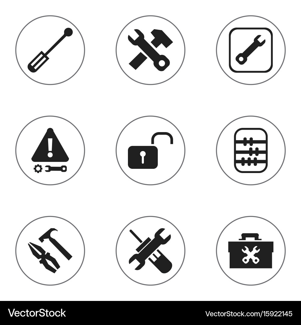 Set of 9 editable tool icons includes symbols vector image