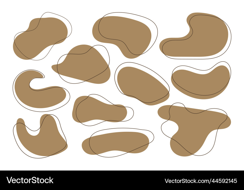 Set of irregular organic blob shapes with lines vector image
