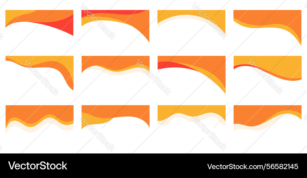 Set of orange wave abstract headers with gradient vector image