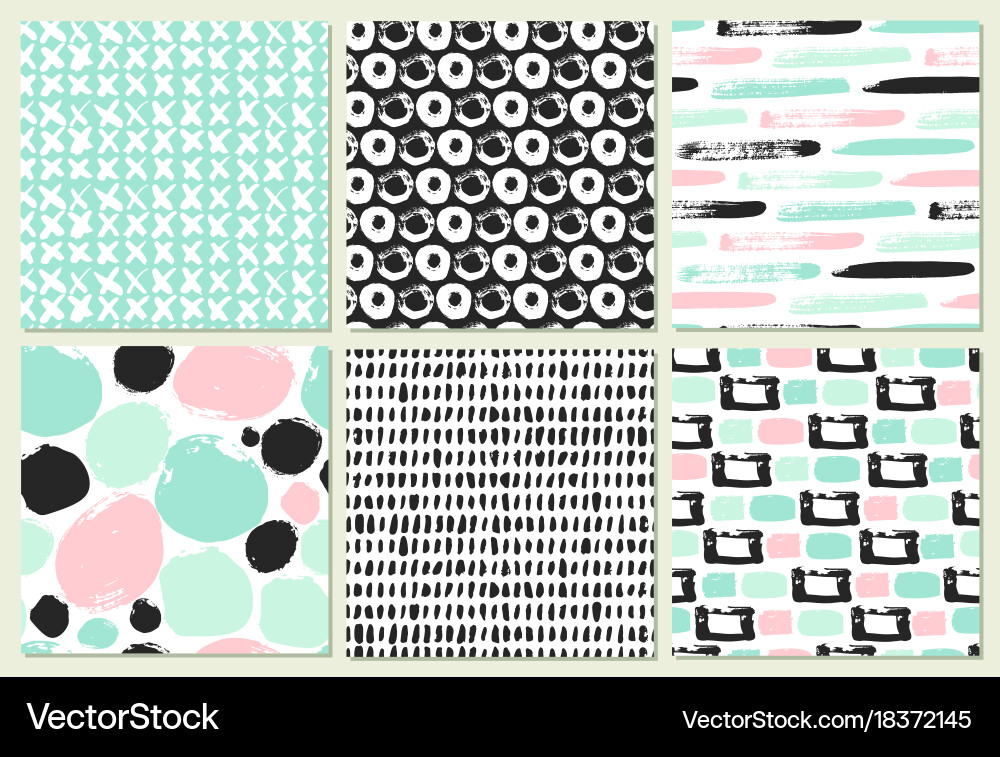 Set of seamless pattern with brush strokes Vector Image