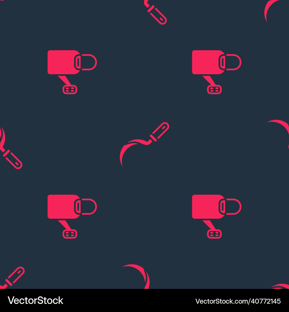 Set watering can and sickle on seamless pattern Set watering can and sickle on seamless pattern vector image