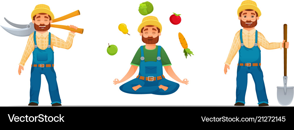 Smiling happy farmer characters set Smiling happy farmer characters set vector image