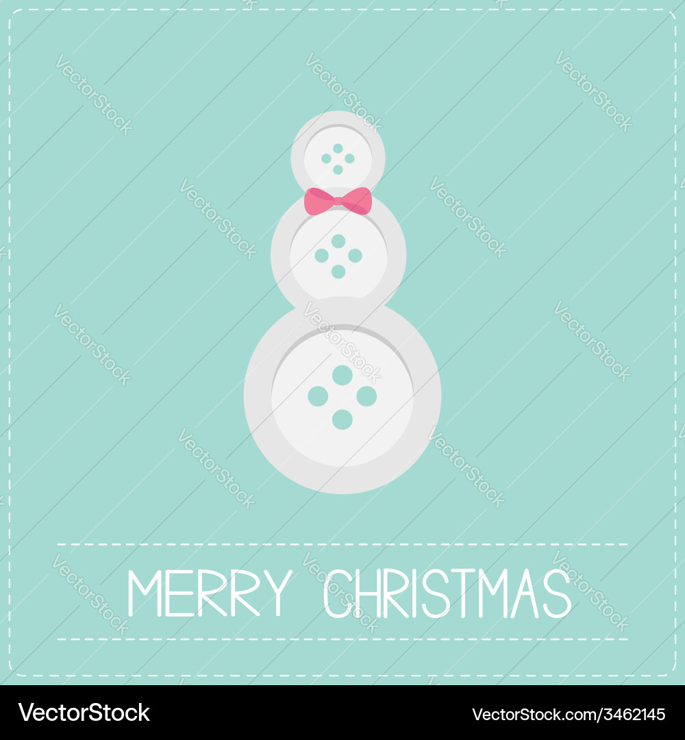 Snowman made from buttons and bow dash line Vector Image
