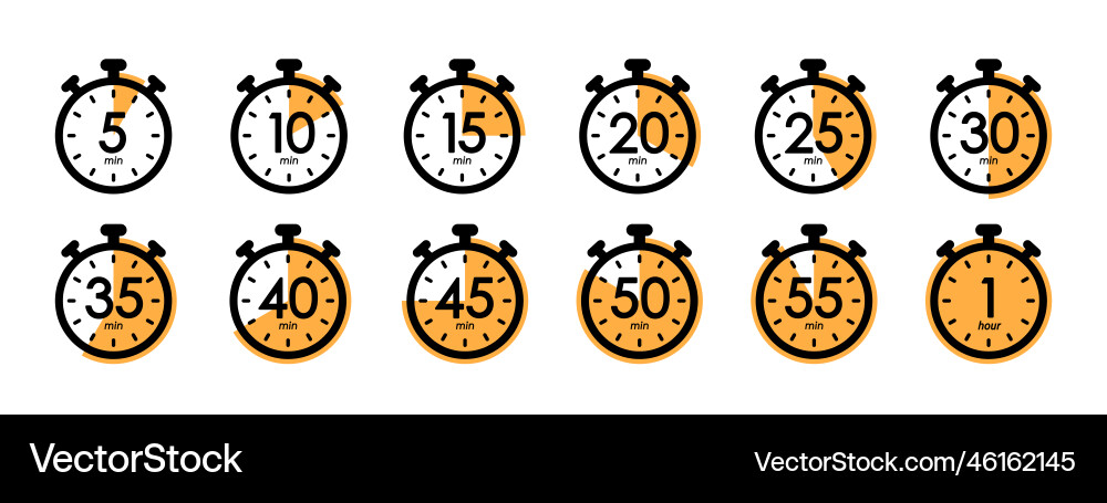 Timer & Stopwatch Icons Set vector image