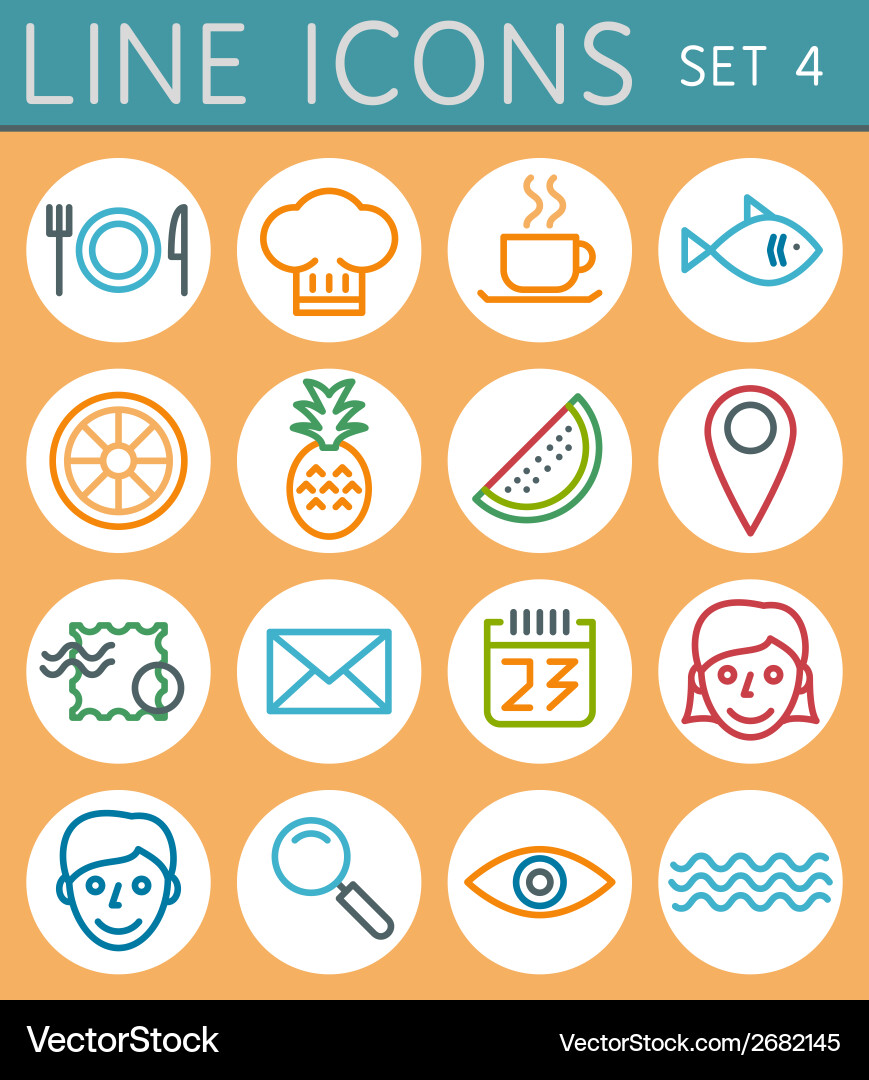 Travel line icons set web design elements vector image