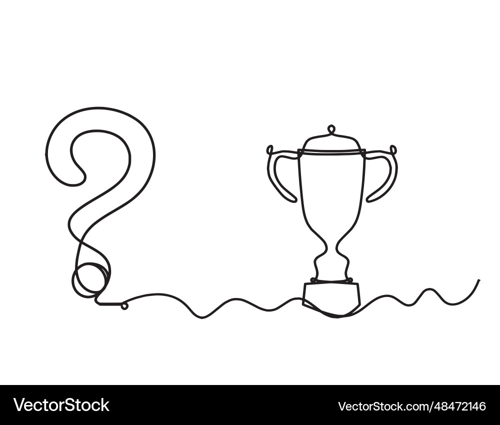 Abstract question mark with trophy as continuous vector image