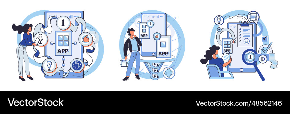 Application testing metaphor Application testing metaphor vector image