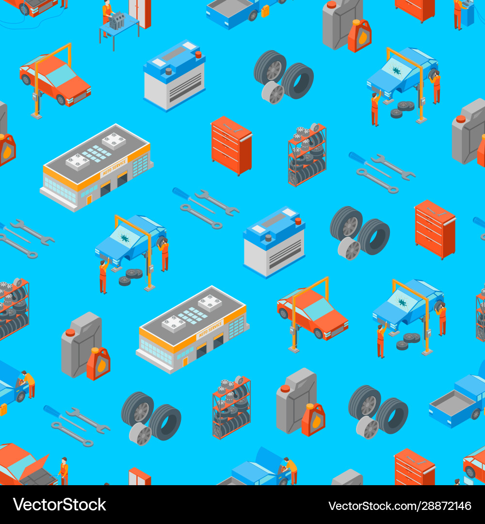 Auto service 3d seamless pattern background Auto service 3d seamless pattern background Vector Image
