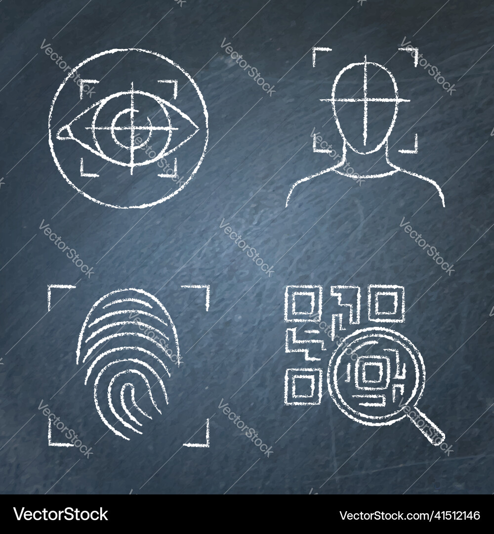 Biometric Scan & QR Code Icons Vector Image