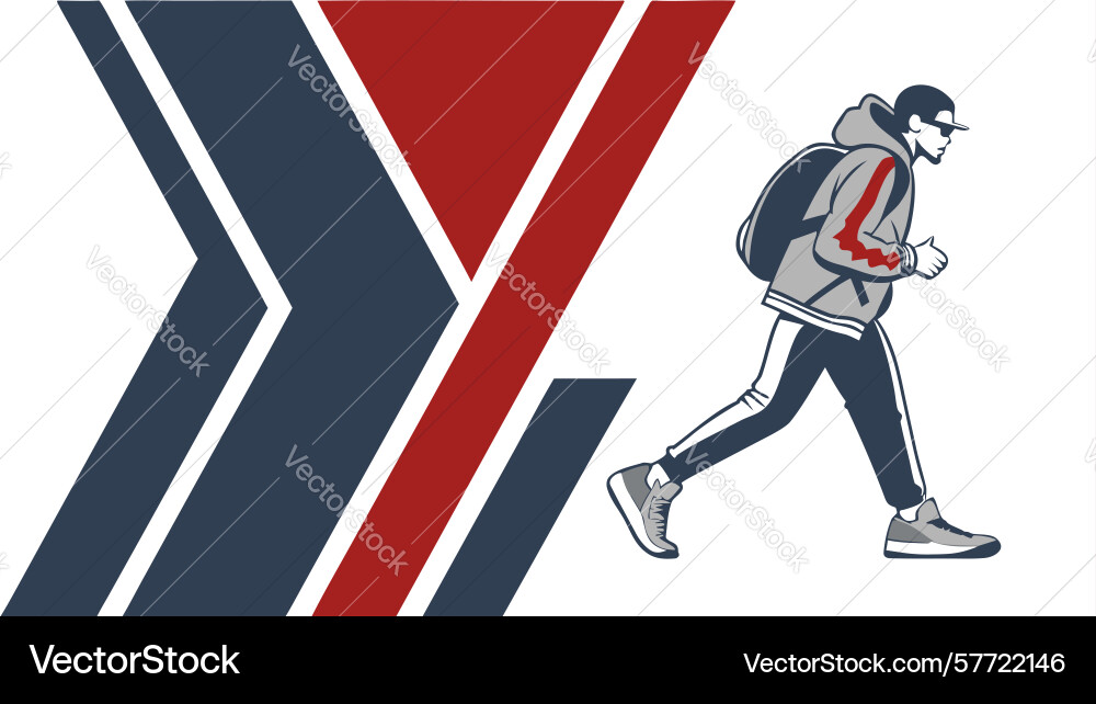 Dynamic runner with chevron arrows graphic design vector image