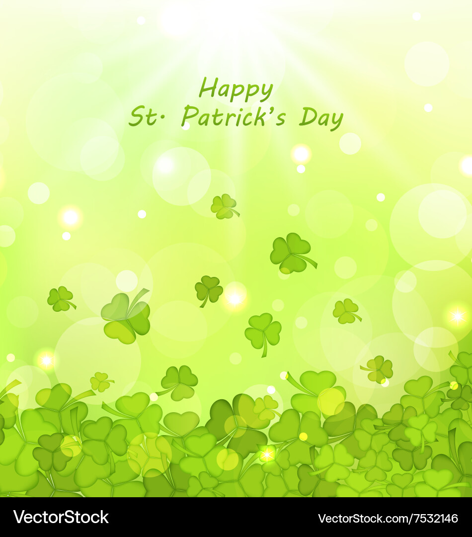 Glowing background with clovers for st patrick Vector Image