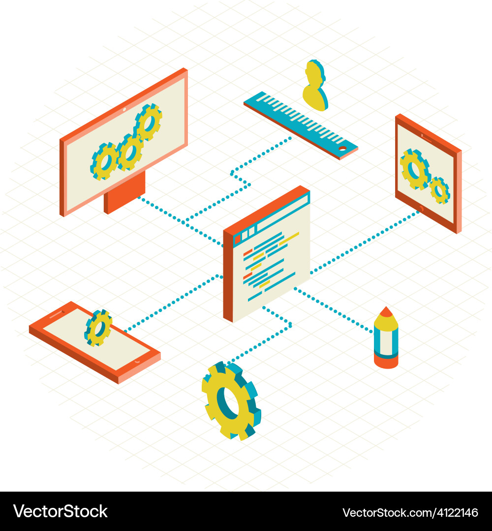 Isometric of website analytics vector image