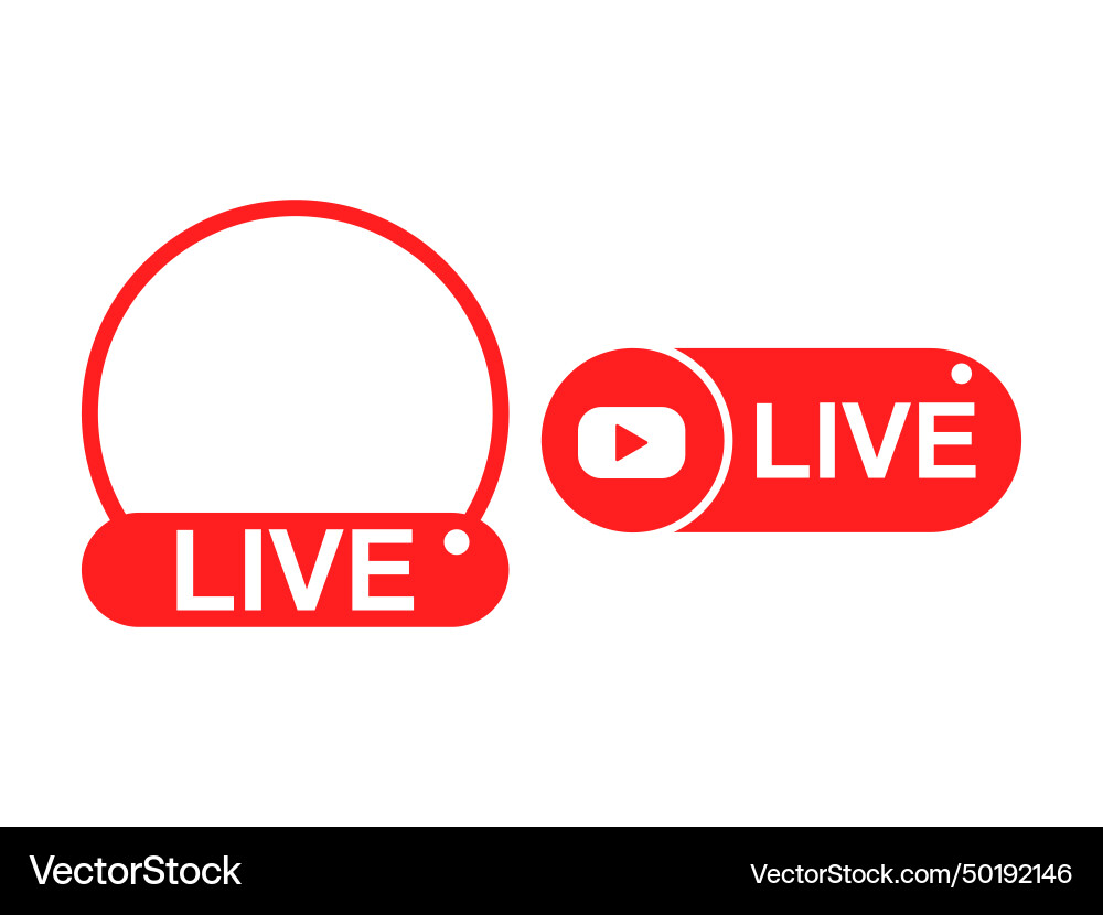 Online live stream broadcast button set vector image