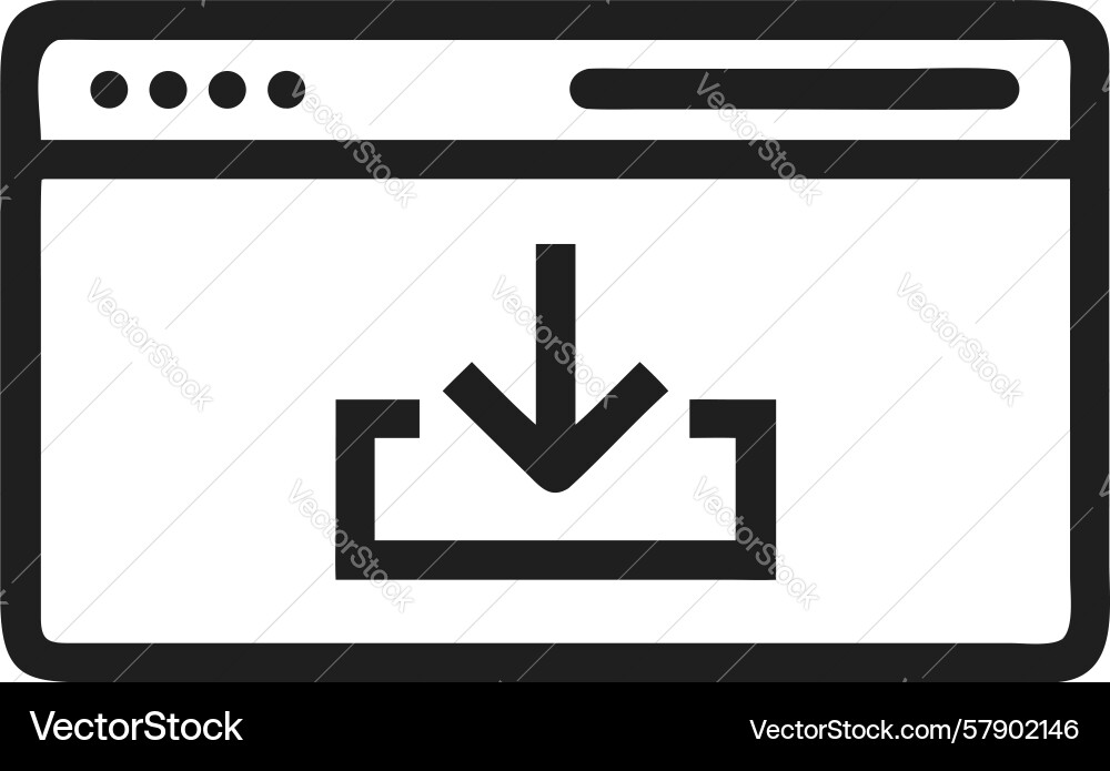 Outlined browser download icon simple web data Vector Image