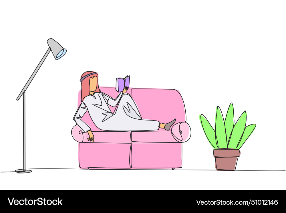 Single continuous line drawing arabian man Vector Image