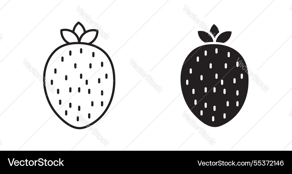 Strawberry icon set in thin line for web Vector Image