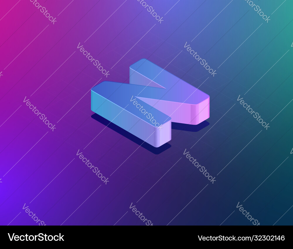 Three dee tech font character n isometric Three dee tech font character n isometric vector image