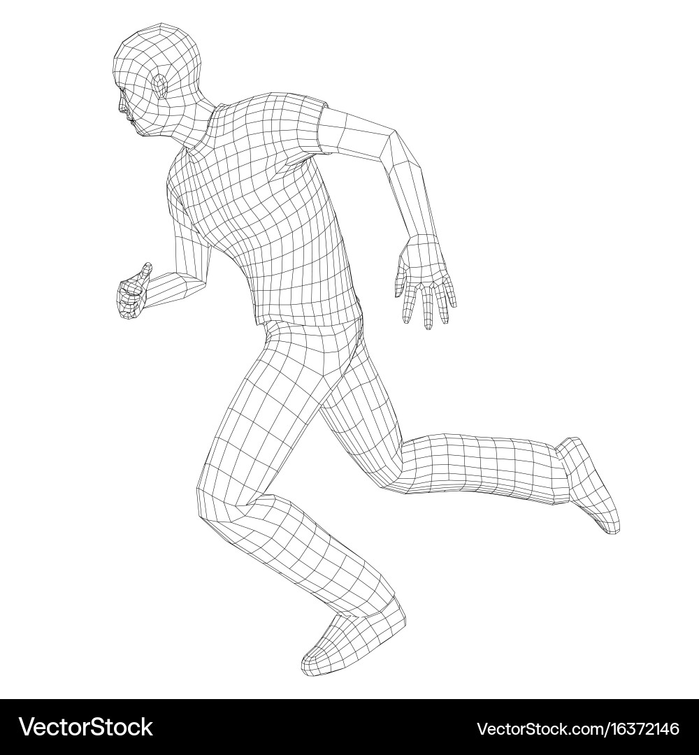 Wire frame running man vector image