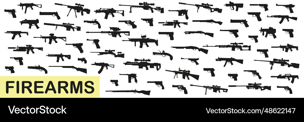 A large set of modern and not only small arms Vector Image
