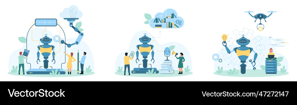 Ai and algorithms machine learning technology set Ai and algorithms machine learning technology set Vector Image